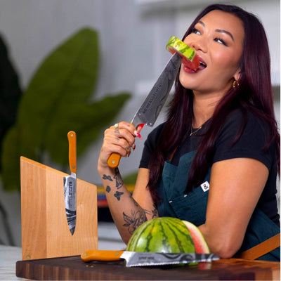 Baddies use sharp knives. Period. We’ve expanded our smash-hit collection with TikTok sensation, Cassie Yeung (a.k.a. @cassyeungmoney) with our first ever Creators’ Collection Chef’s Knife Set launch! 